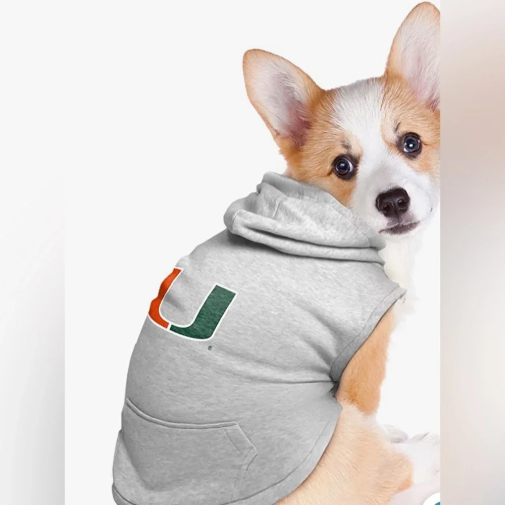 Hunter Gray Dog Hoodie with Red & Green 'U' Logo